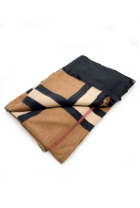 Check Print Wool Blend Scarf