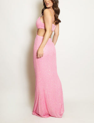 Cut Out Sequin Maxi Dress