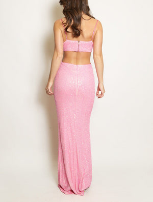 Cut Out Sequin Maxi Dress