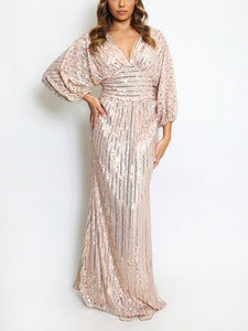 Sequin V Neck Maxi Dress