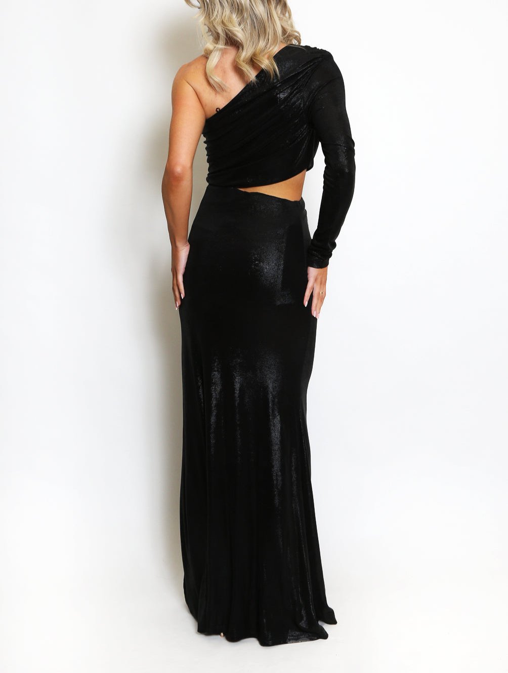 Metallic Shoulder Maxi Dress