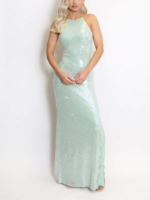 Sequin Halter Neck Maxi Dress