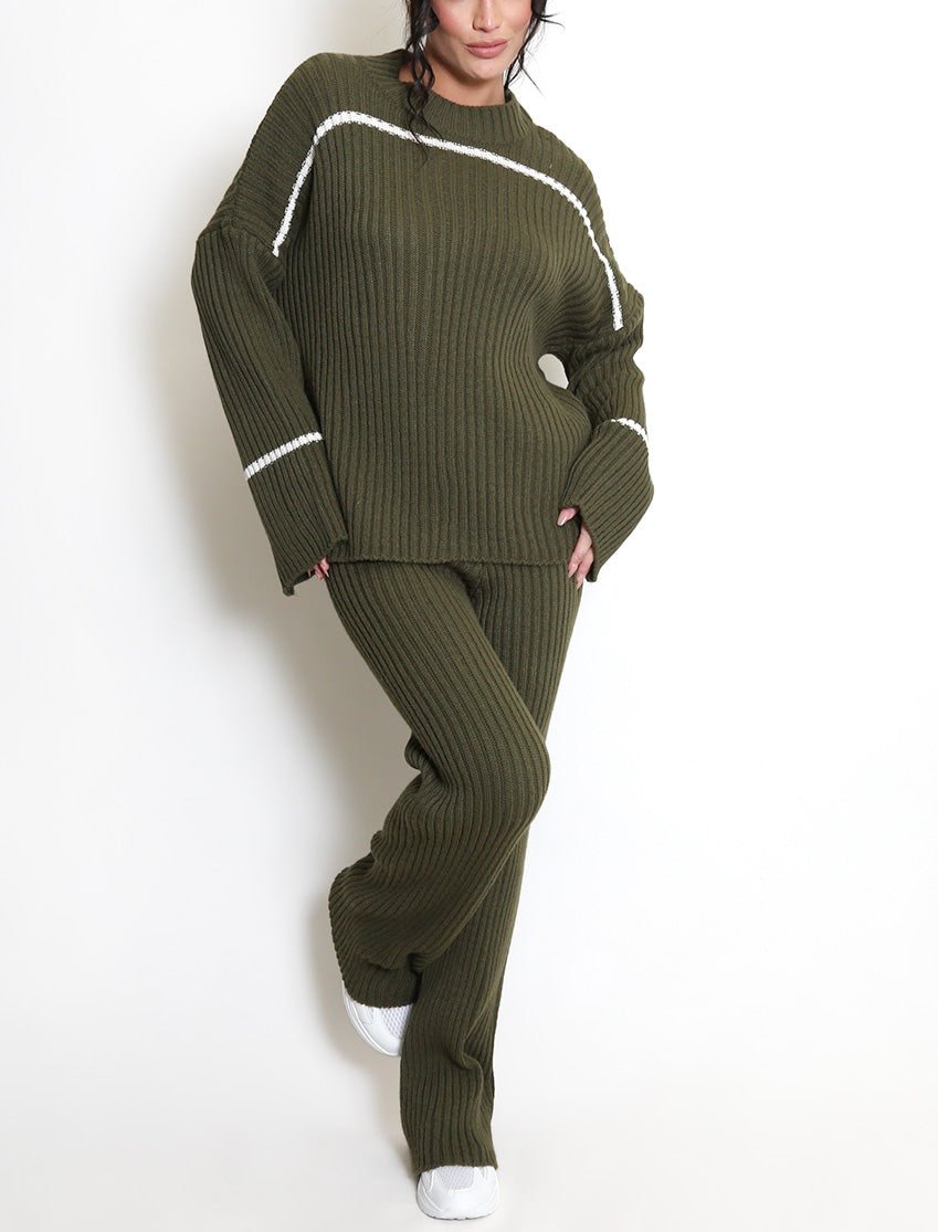 Ribbed Knit Jumper And Trouser Set