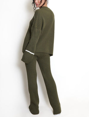 Ribbed Knit Jumper And Trouser Set