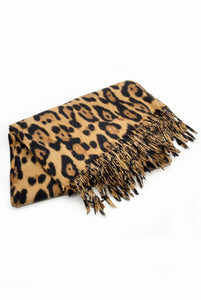 Leopard Print Tassel Scarf