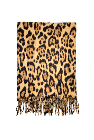 Leopard Print Tassel Scarf