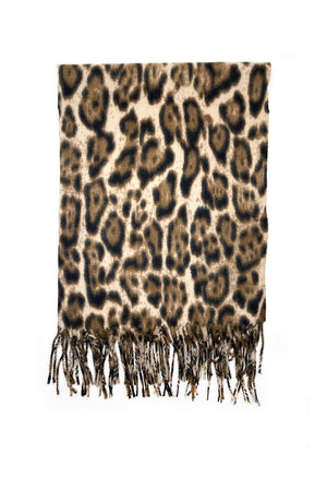 Leopard Print Tassel Scarf