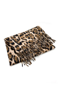 Leopard Print Tassel Scarf