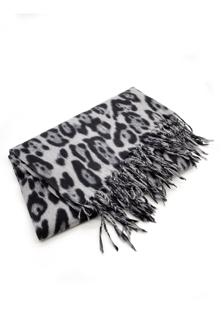 Leopard Print Tassel Scarf