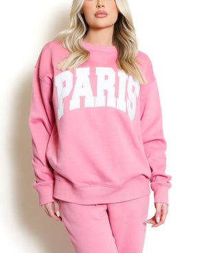 Paris Slogan Sweatshirt And Jogger Set