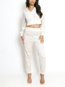 Sequin Hoodie & Joggers Set