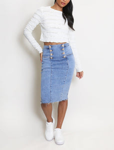 Golden Buttons Denim Skirt