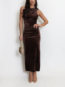 Velvet Ruched Maxi Dress