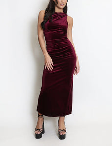 Velvet Ruched Maxi Dress