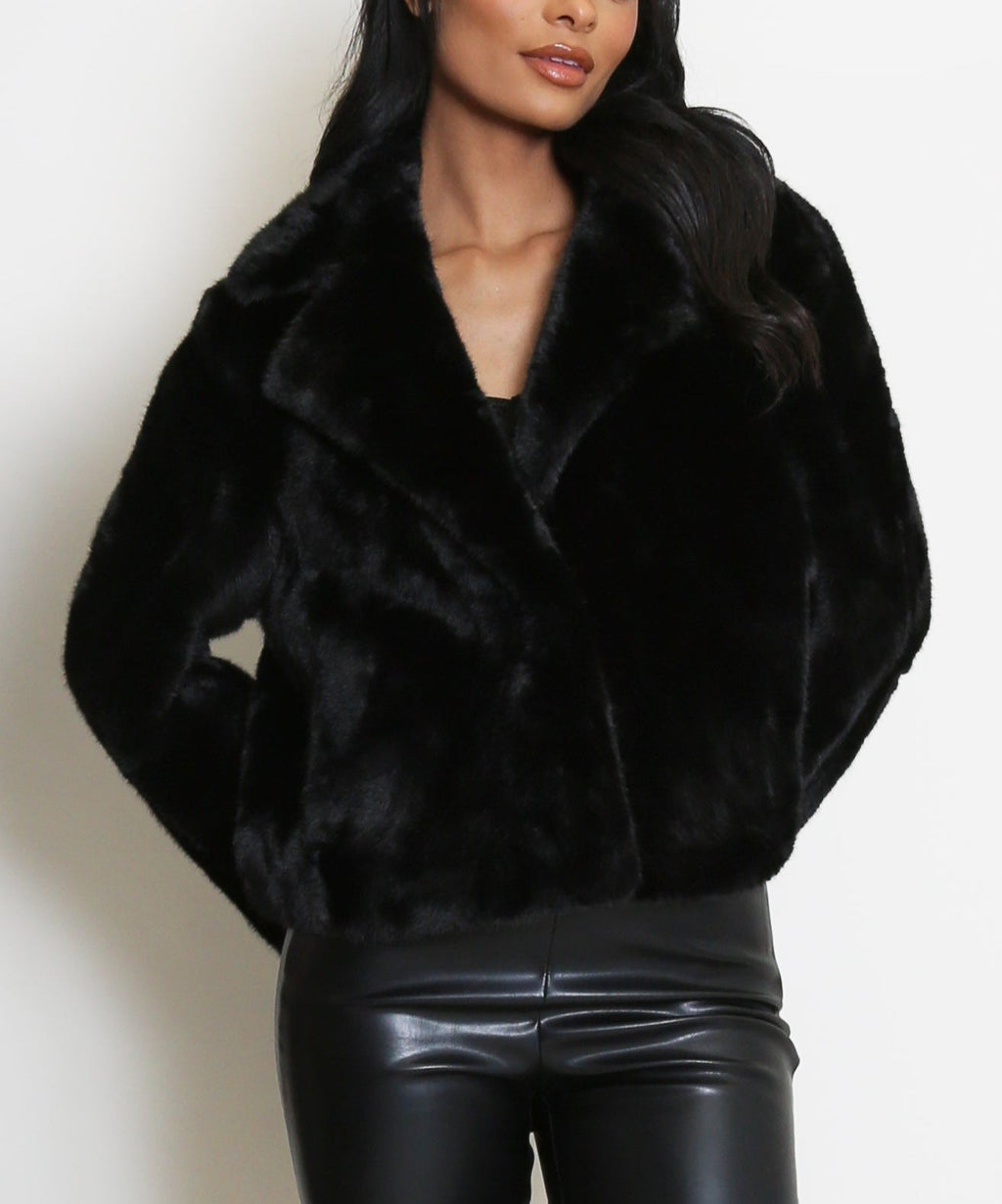 Faux Fur Lapel Coat