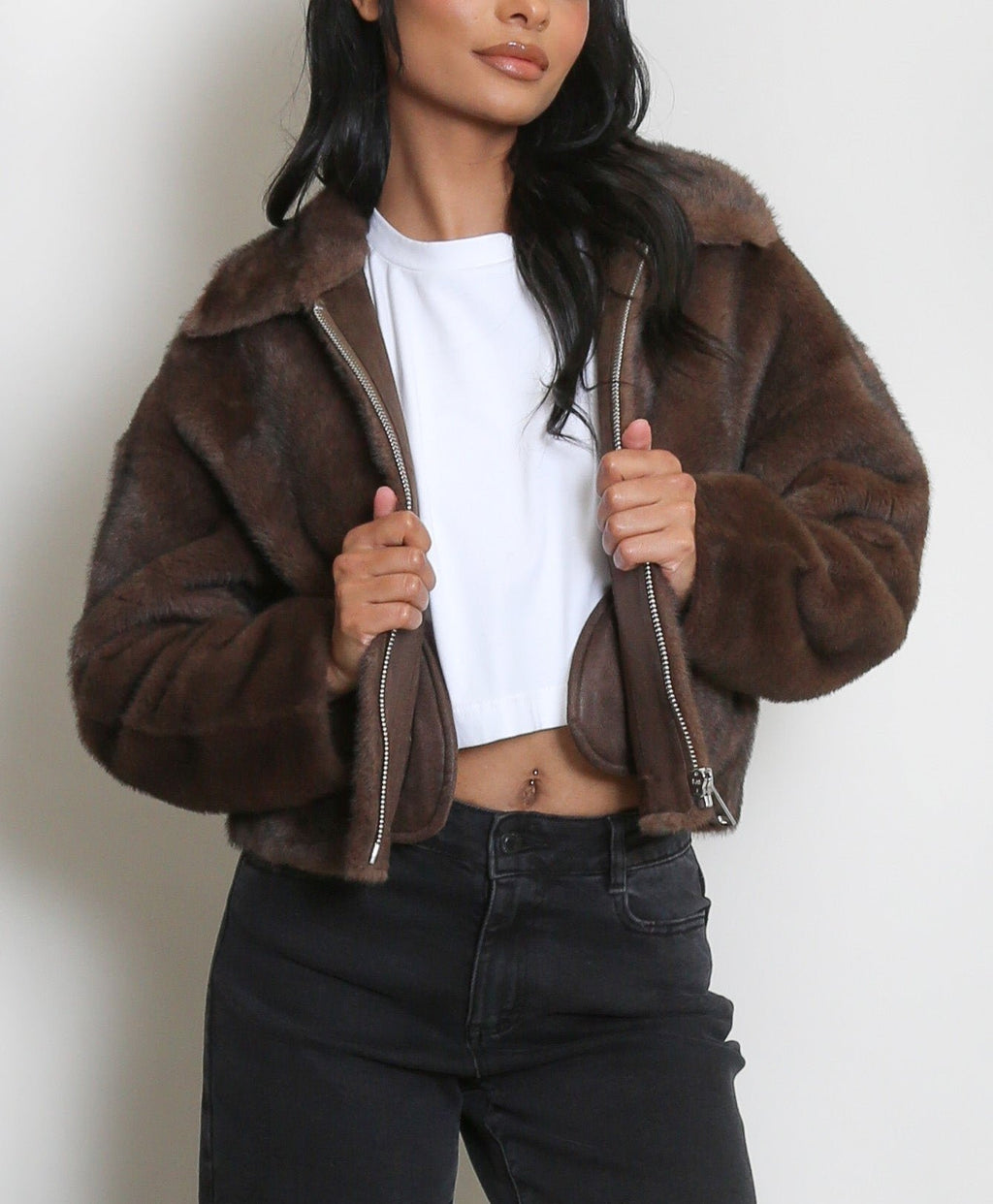 Faux Fur Zipper Jacket