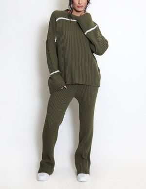 Ribbed Knit Jumper And Trouser Set