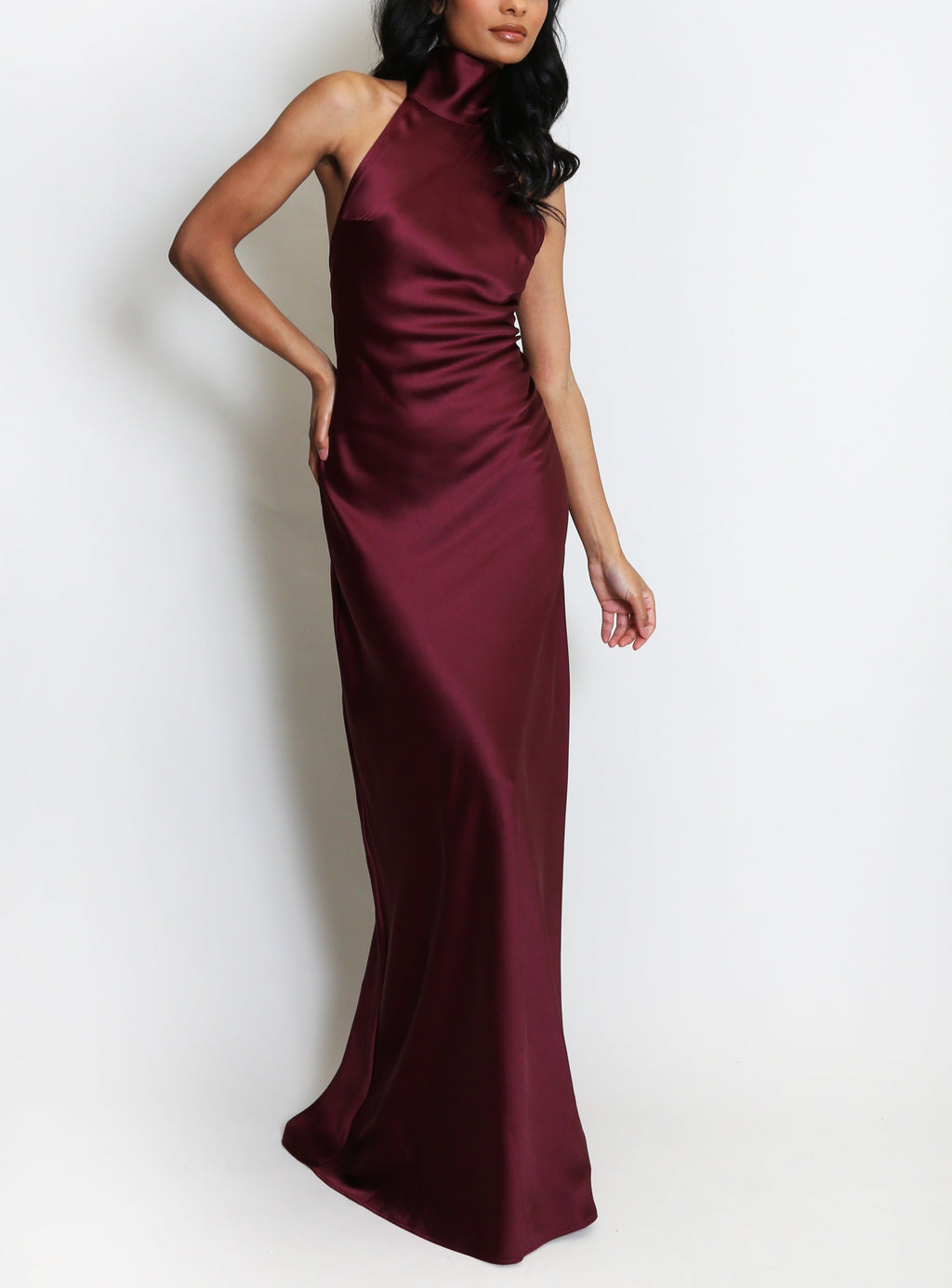 Satin Halter Neck Maxi Dress