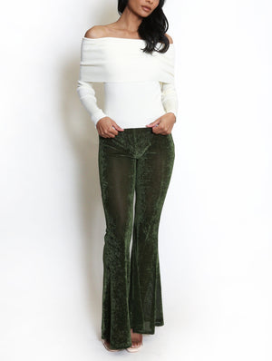 Velvet Flare Hem Trousers