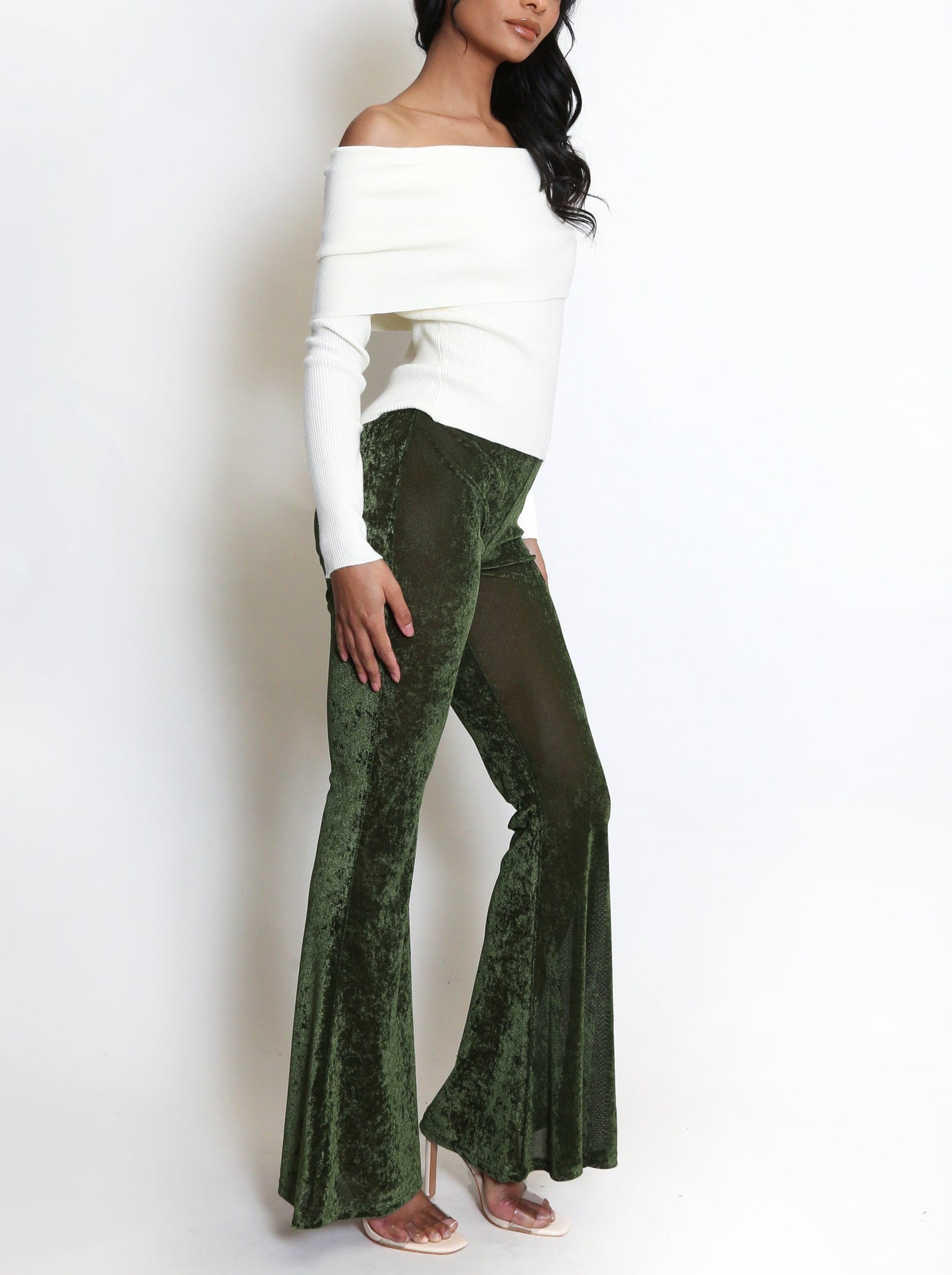 Velvet Flare Hem Trousers