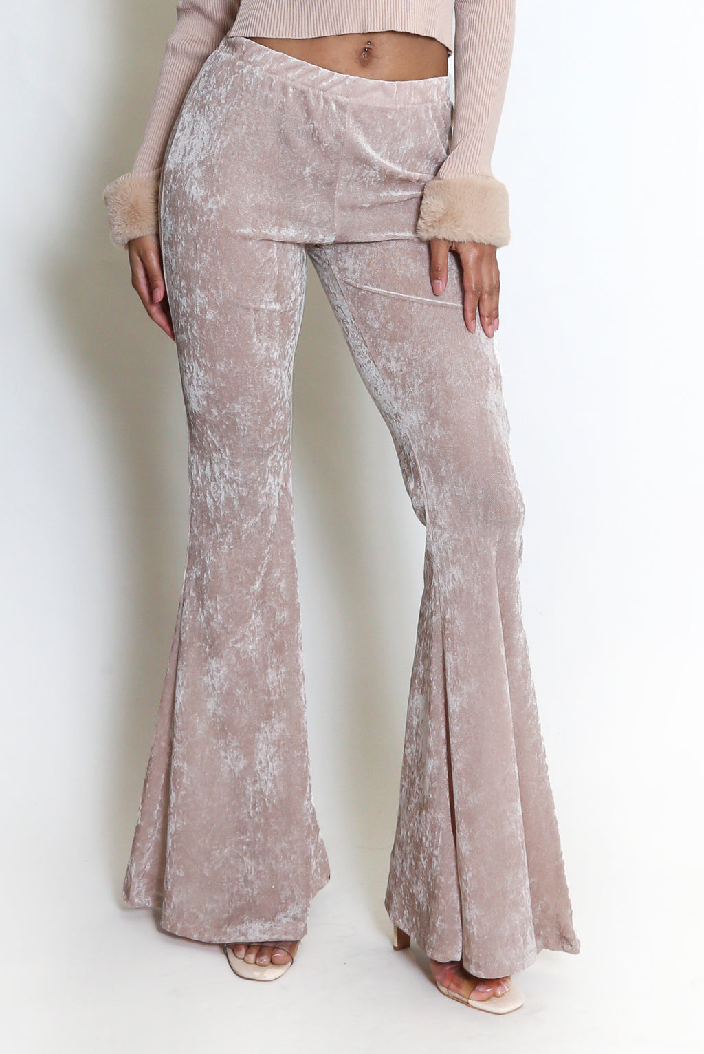 Velvet Flare Hem Trousers