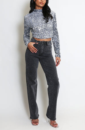 Embellished Straight Fit Jeans