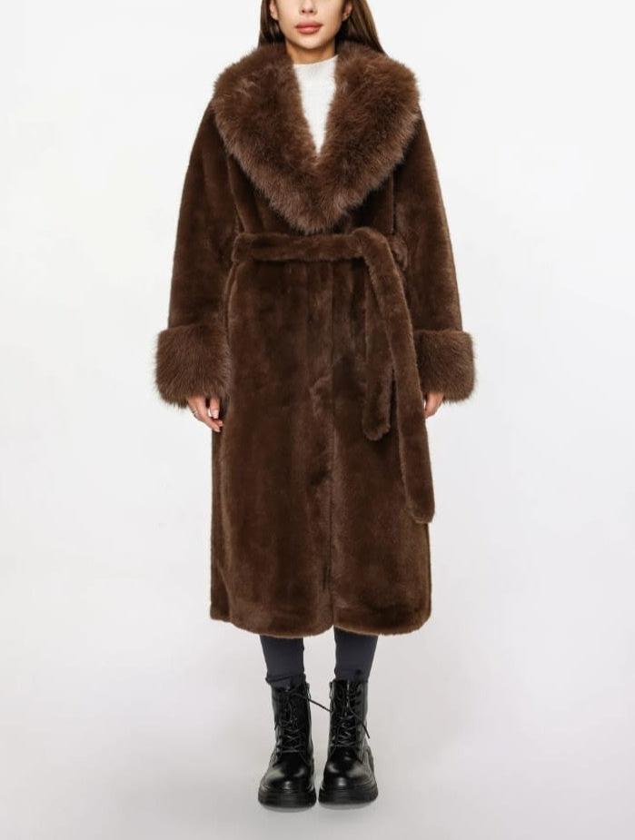 Faux Fur Belted Coat