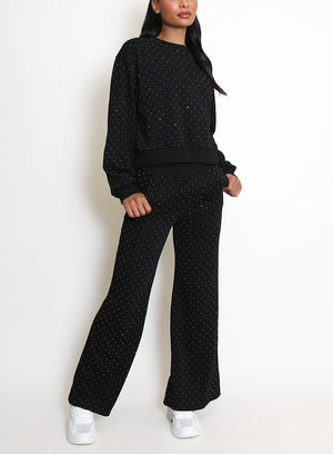 Studs Sweatshirt & Wide Leg Trousers