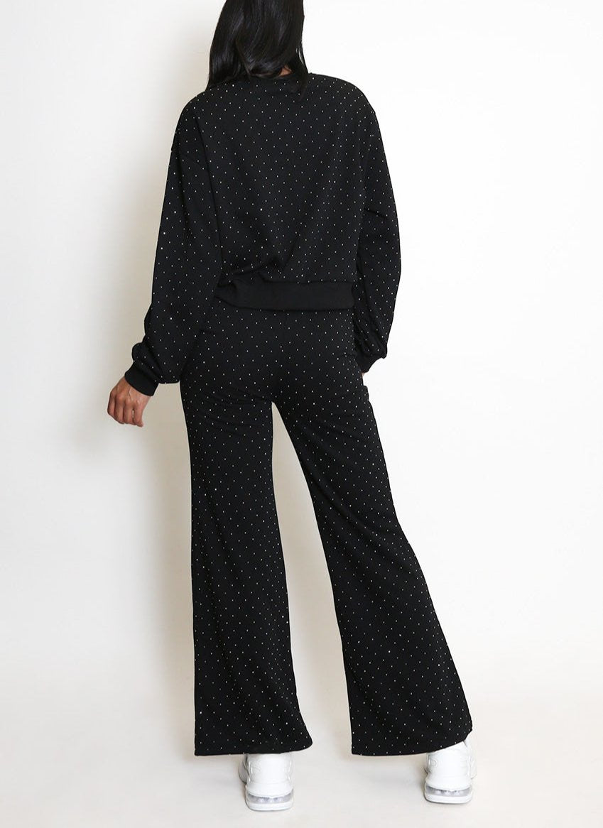 Studs Sweatshirt & Wide Leg Trousers