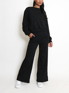 Studs Sweatshirt & Wide Leg Trousers