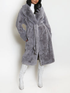 Faux Fur Belted Coat