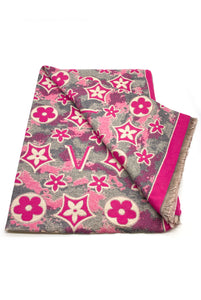 Floral V Monogram Scarf