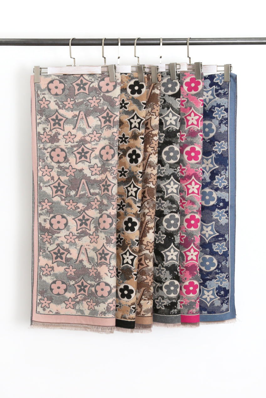 Floral V Monogram Scarf