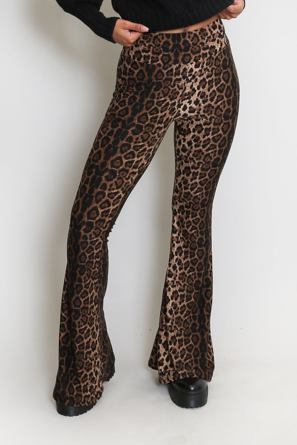 Leopard Bell Bottom Legging