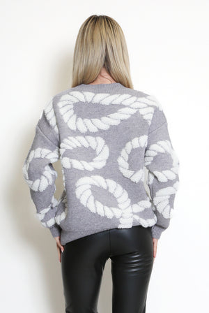 Rope Round Neck Knitted Jumper