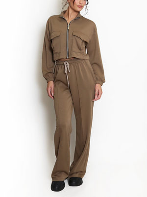 Cargo Jacket And Wide Leg Jogger Set