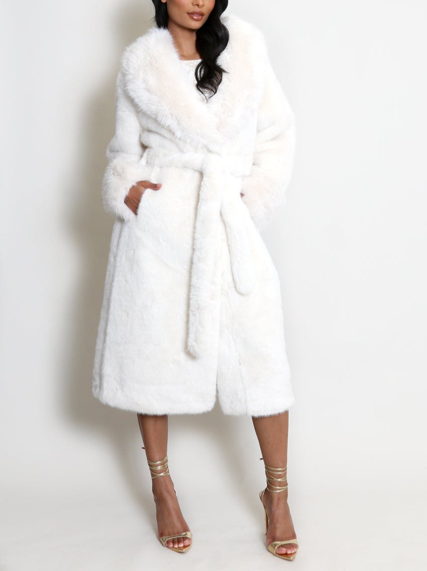 Faux Fur Belted Coat