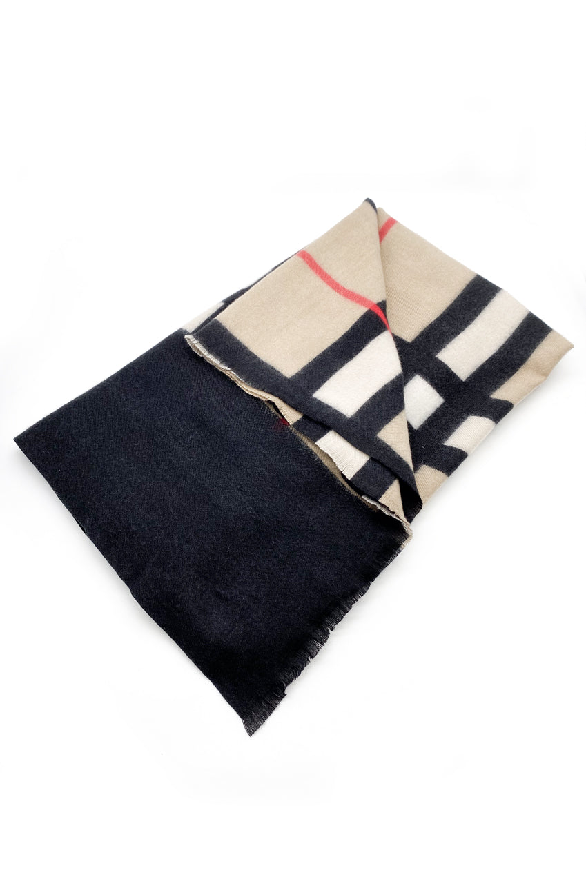 Check Print Wool Blend Scarf