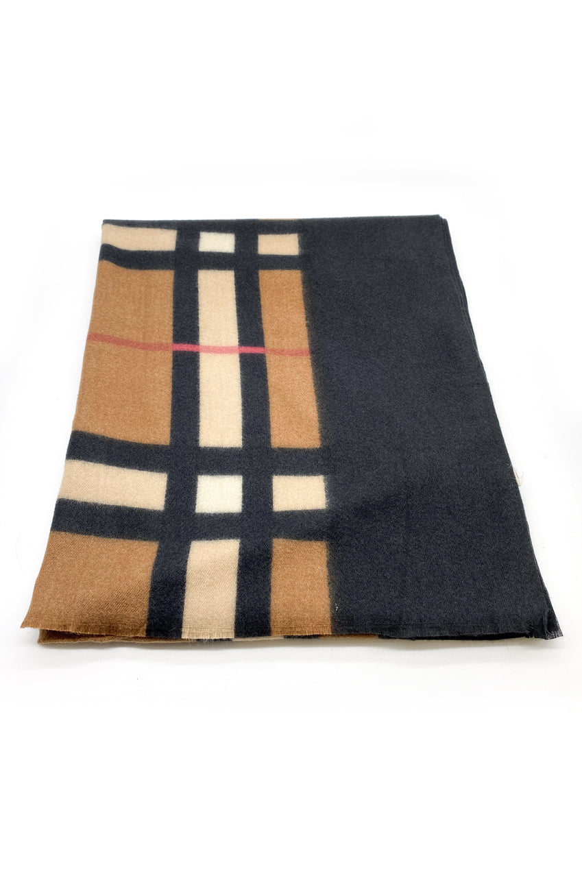 Check Print Wool Blend Scarf