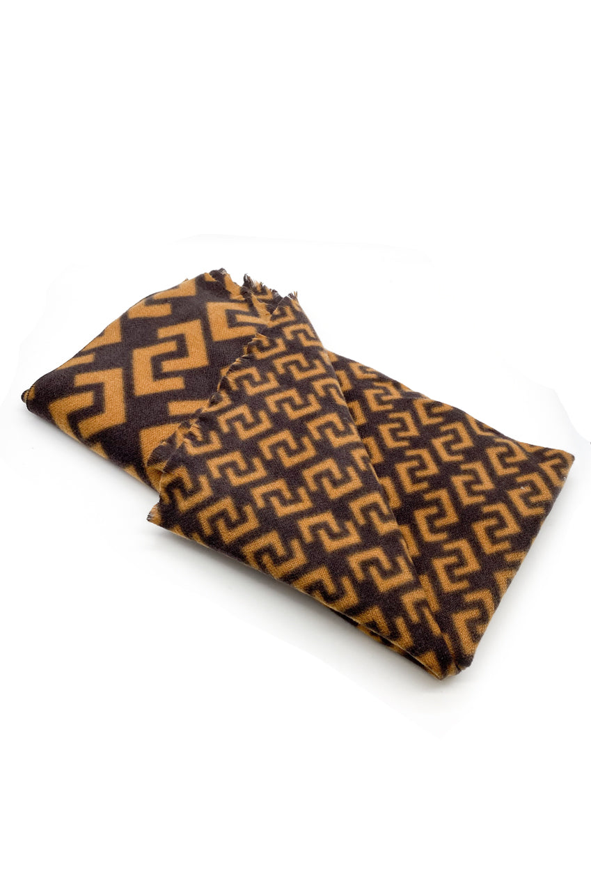 Dual Letter Print Wool Blend Scarf