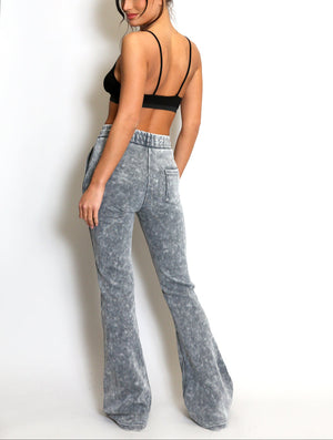 Acid Wash Flare Trouser