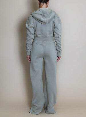 NYC Hooded Cropped Sweatshirt And Wide Leg Jogger Set