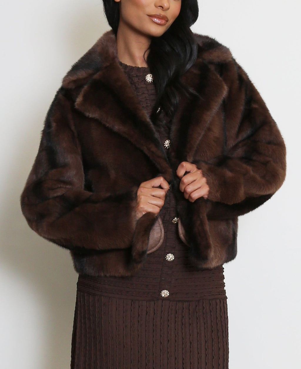 Faux Fur Lapel Coat